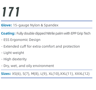 EPP 171 Glove: 15-gauge Nylon & Spandex