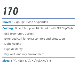 EPP 170 Glove: 15-gauge Nylon & Spandex